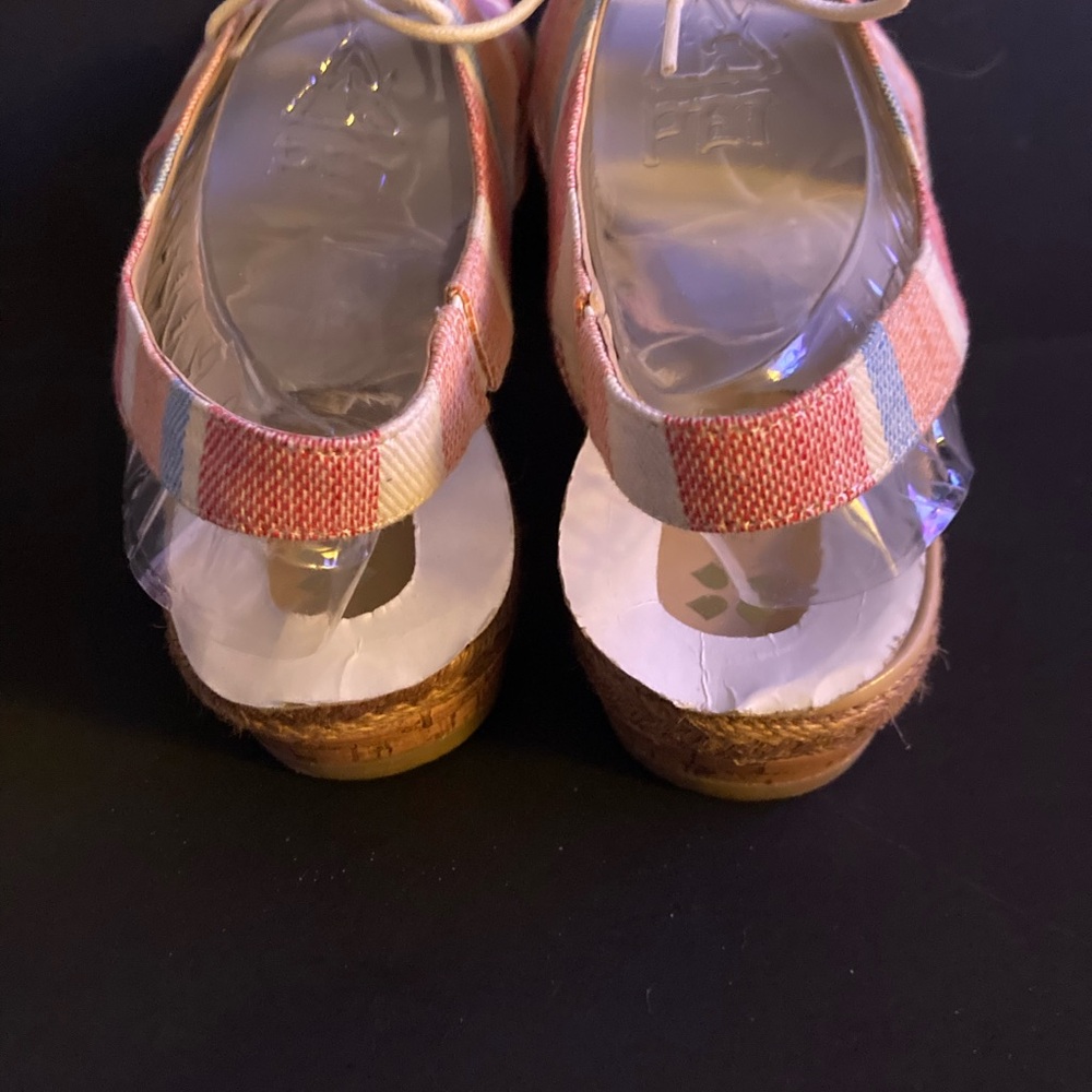 Naturalizer Pink and White Espadrille Wedges